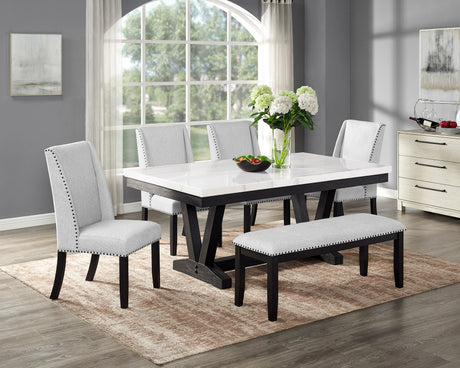 Varley Marble Table/Wing Chairs,Bench