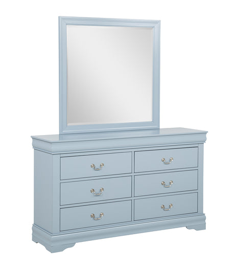 Louis Philip Blue Bedroom Group dresser and mirror
