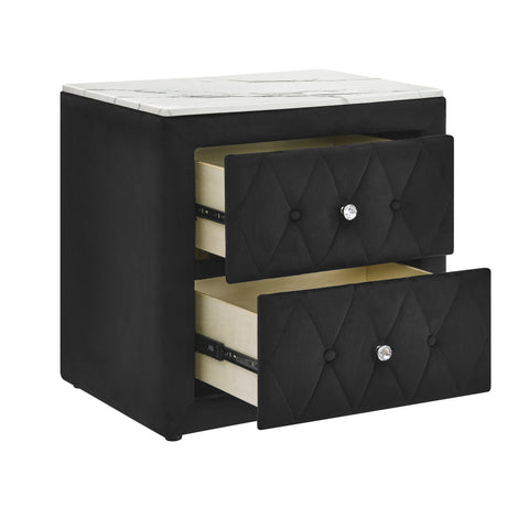 Annabelle Canopy Bed Black nightstand