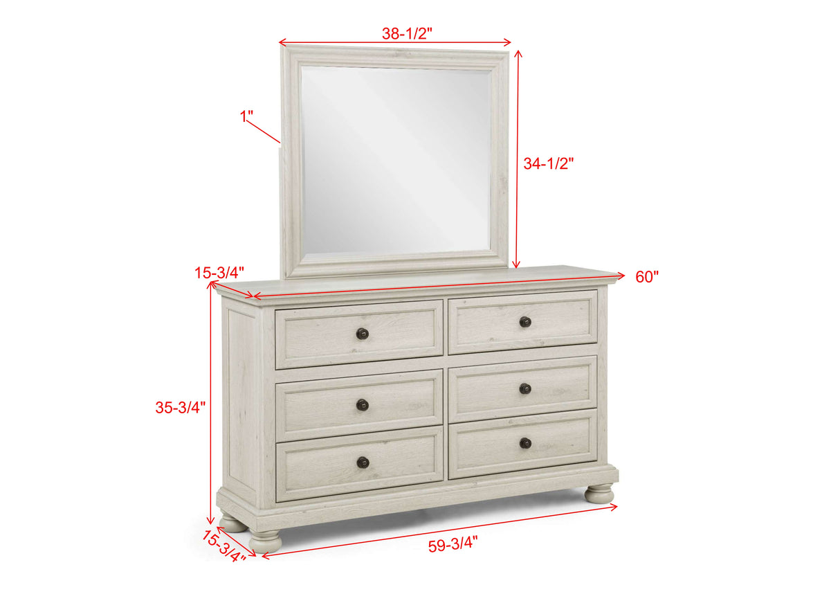 Claribelle Bedroom Group White dresser and mirror