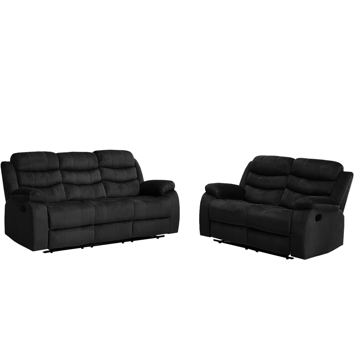 Tate Black 2 PC Sofa, Loveseat